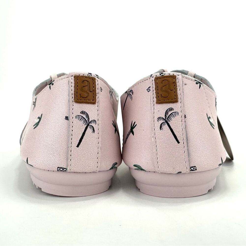 Anothersole Women Flats/Sneakers Sz 8 Pink Leather Palm Tree Print Cushioned New - Picture 6 of 15